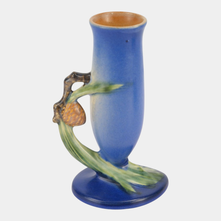 Roseville Pine Cone Blue 1935 Vintage Art Pottery Ceramic Bud Vase 112-7