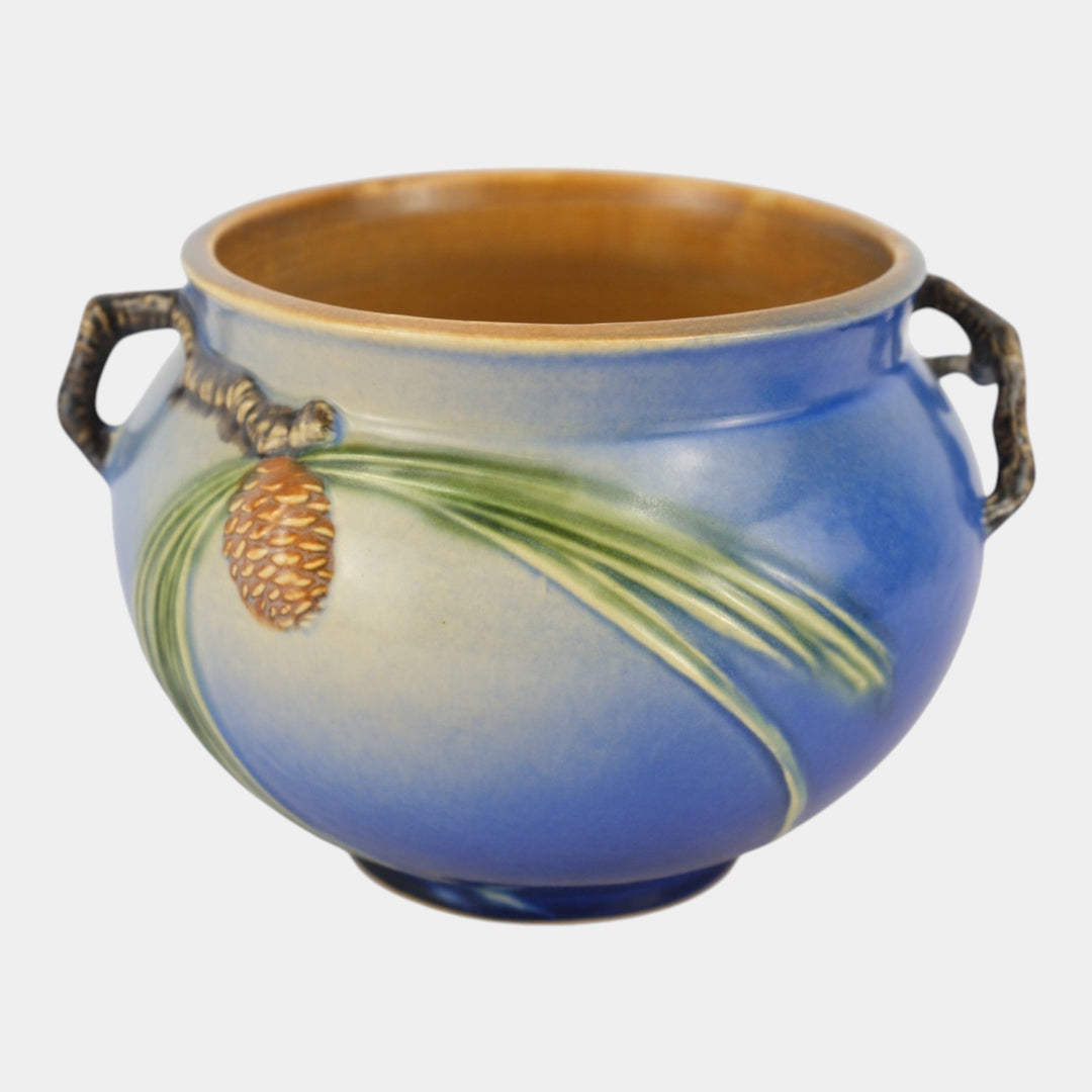 Roseville Pine Cone Blue 1936 Vintage Art Pottery Jardiniere Planter 632-6