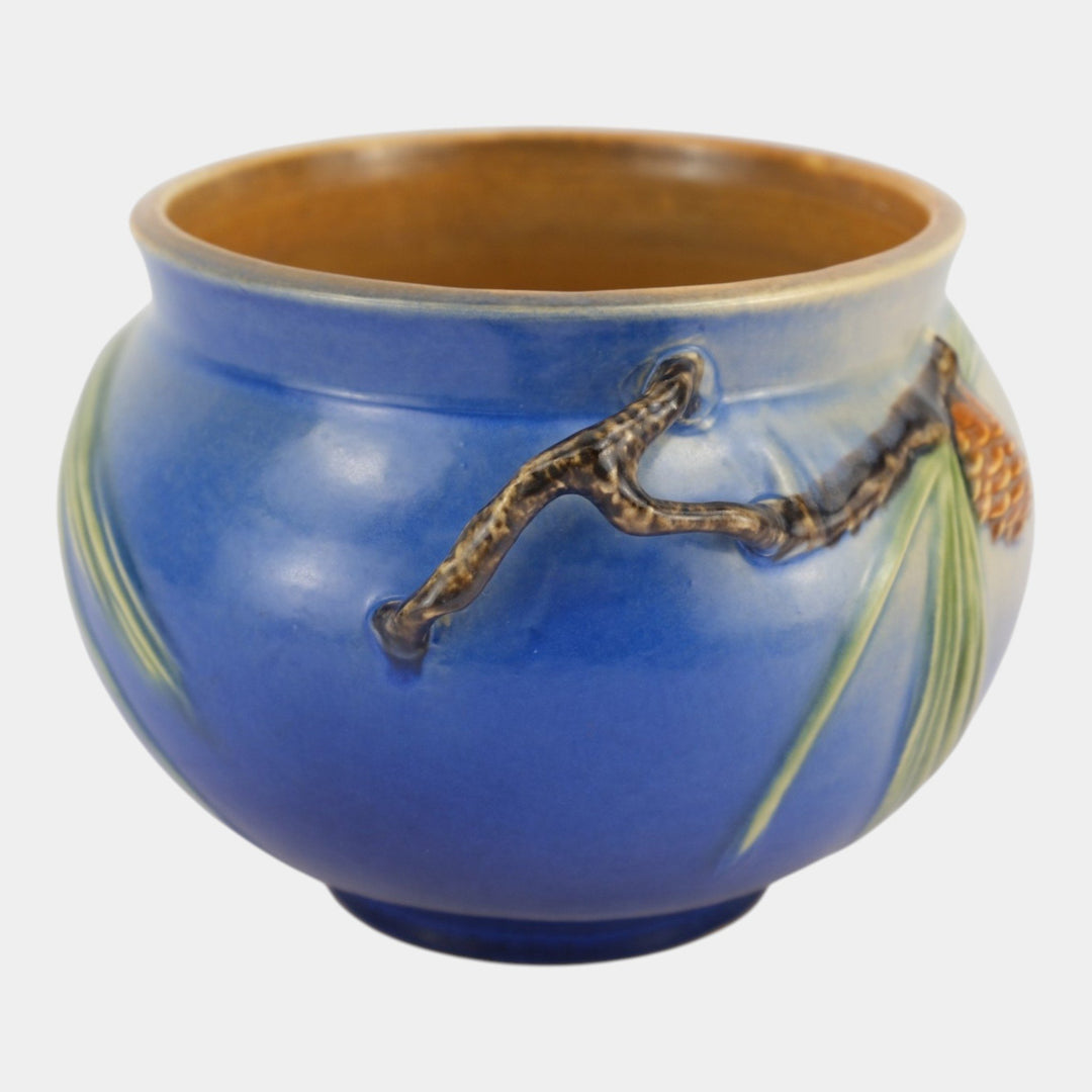 Roseville Pine Cone Blue 1936 Vintage Art Pottery Jardiniere Planter 632-6