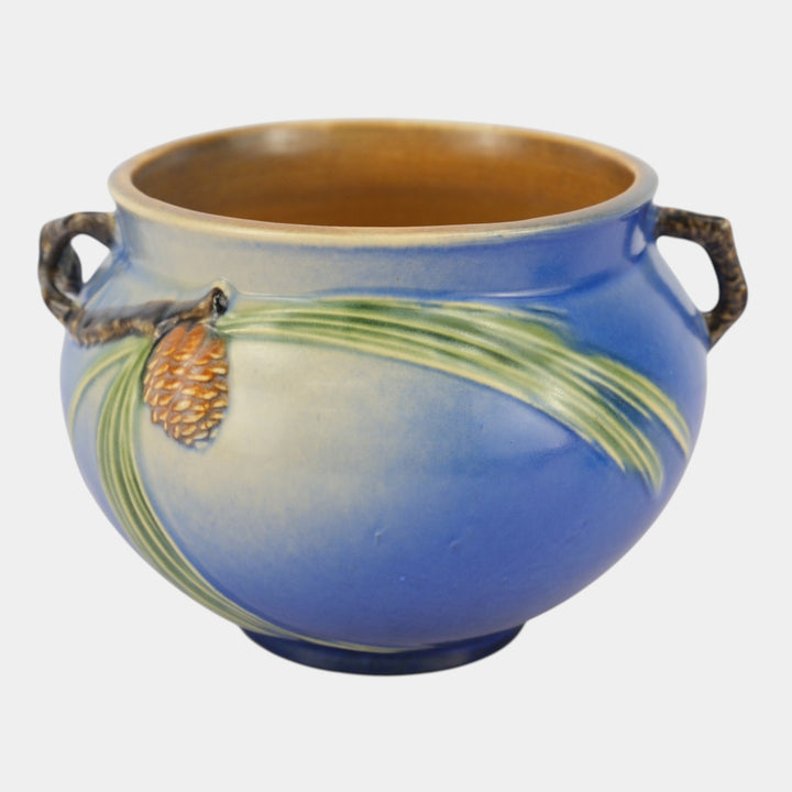 Roseville Pine Cone Blue 1936 Vintage Art Pottery Jardiniere Planter 632-6