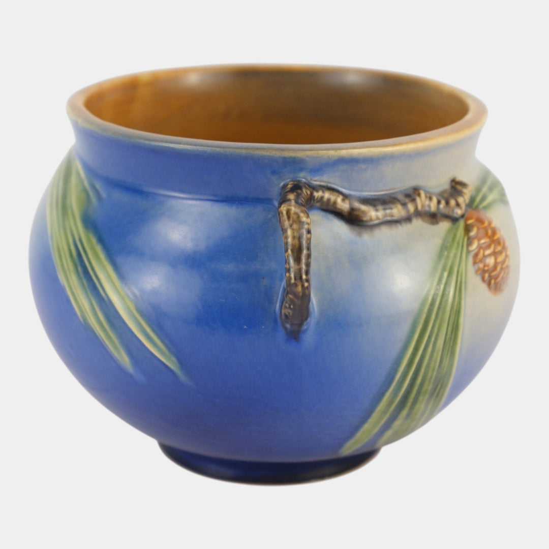 Roseville Pine Cone Blue 1936 Vintage Art Pottery Jardiniere Planter 632-6