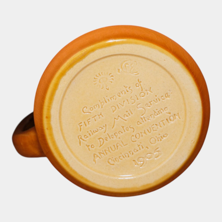Rookwood 1905 Antique Art Pottery Railway Mail Service Complimentary Mug Coyne