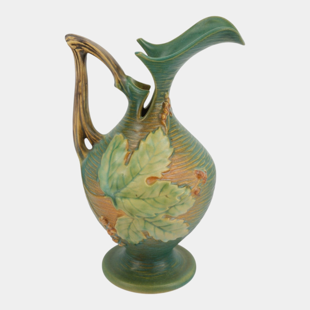 Roseville Bushberry Green 1941 Vintage Art Pottery Ceramic Pitcher Ewer 2-10