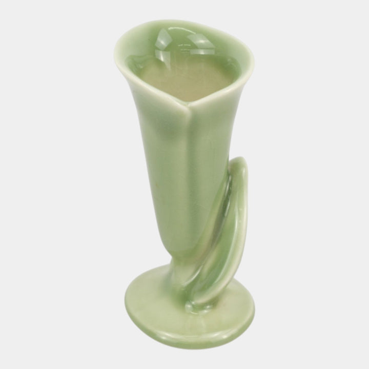 Rookwood 1950 Vintage Pottery High Glaze Green Calla Lily Flower Form Vase 6591