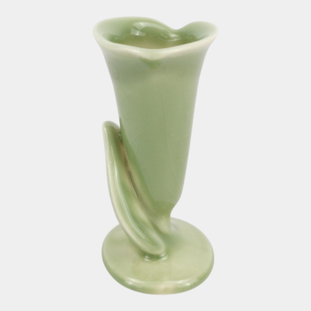 Rookwood 1950 Vintage Pottery High Glaze Green Calla Lily Flower Form Vase 6591