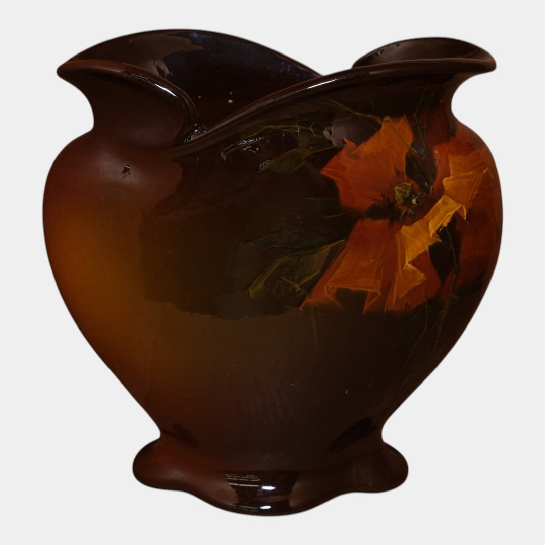Roseville Rozane Early 1900s Art Pottery Brown Floral Pillow Vase Timberlake
