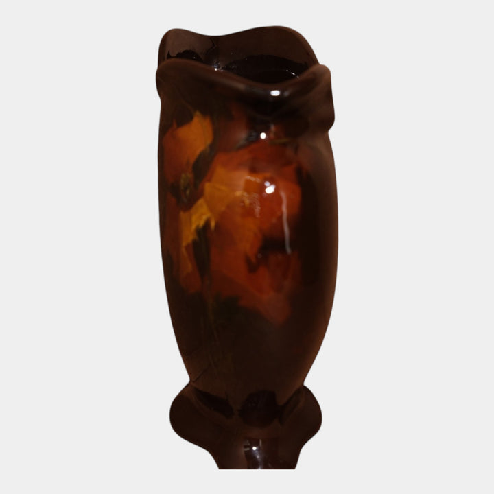 Roseville Rozane Early 1900s Art Pottery Brown Floral Pillow Vase Timberlake
