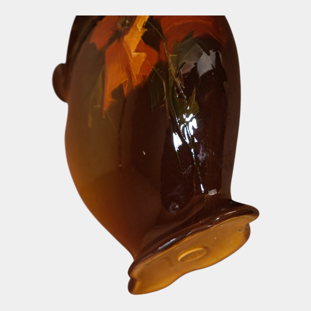 Roseville Rozane Early 1900s Art Pottery Brown Floral Pillow Vase Timberlake
