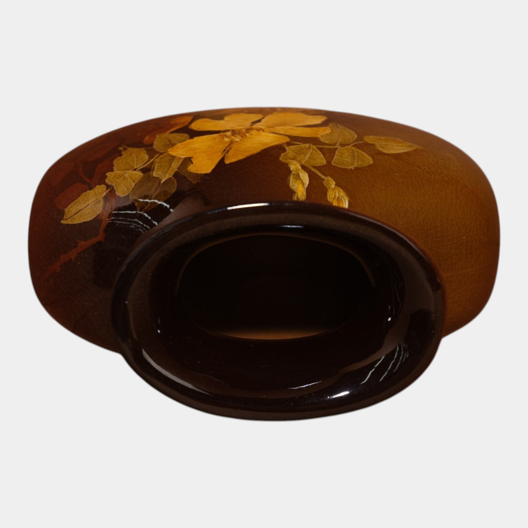 Weller Louwelsa 1900s Art Pottery Brown Standard Glaze Floral Ovoid Vase