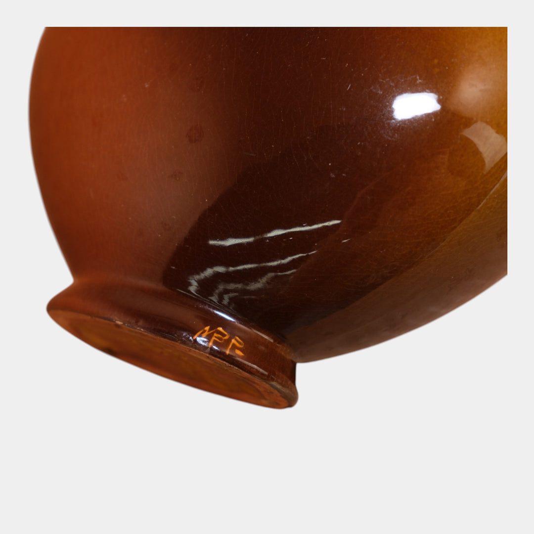 Weller Louwelsa 1900s Art Pottery Brown Standard Glaze Floral Ovoid Vase