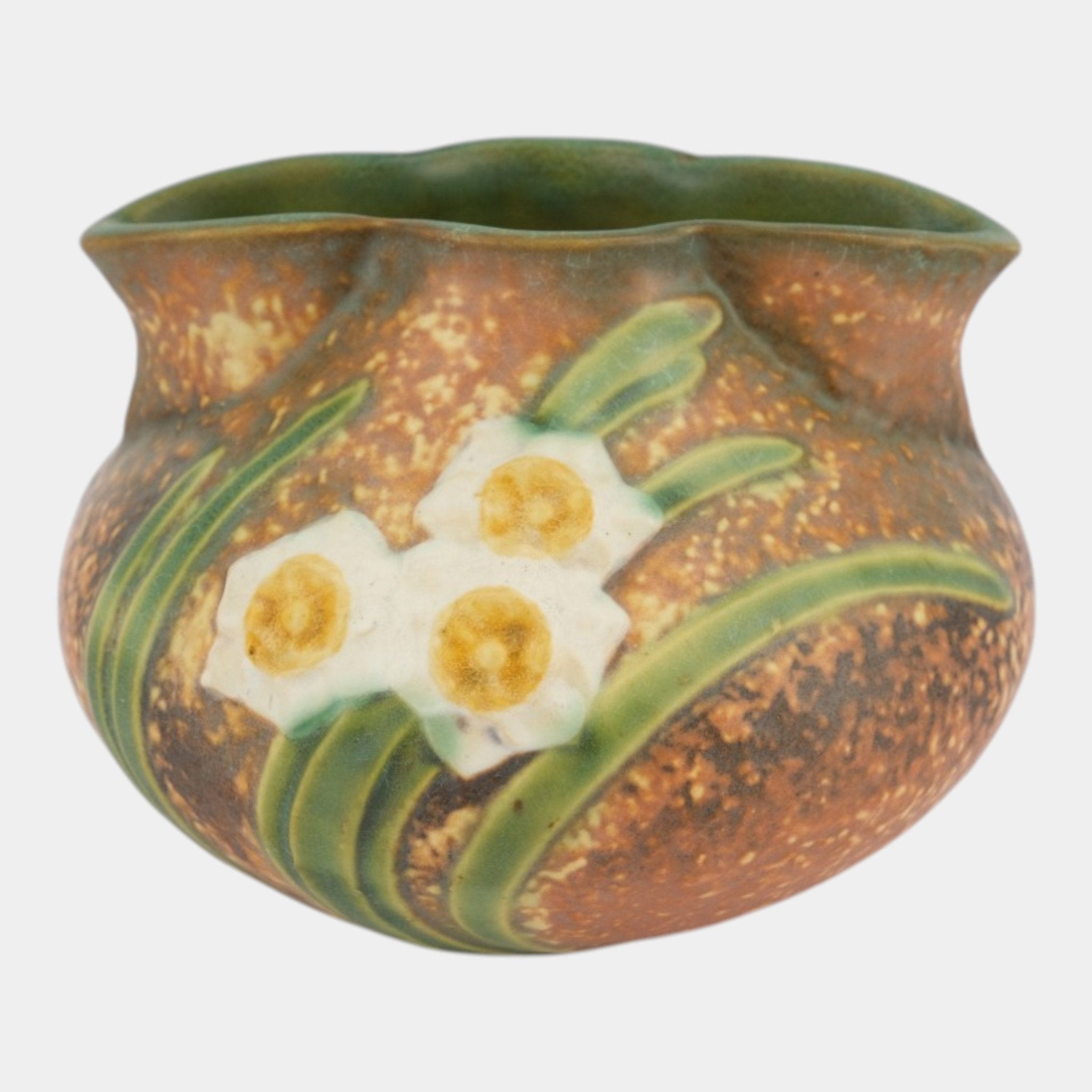 Roseville Jonquil Brown 1931 Vintage Arts & Crafts Pottery Crocus