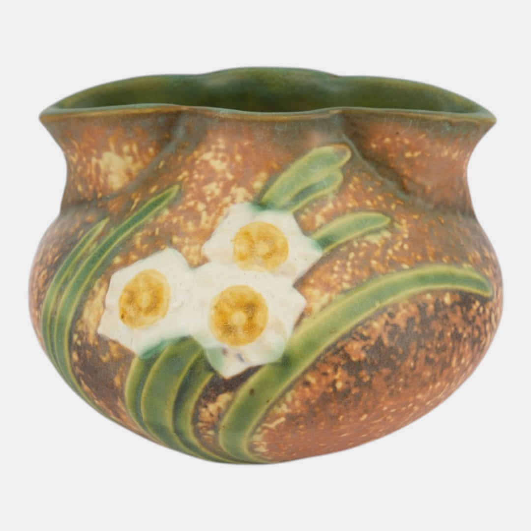 Roseville Jonquil Brown 1931 Vintage Arts & Crafts Pottery Crocus Pot Vase 93-4