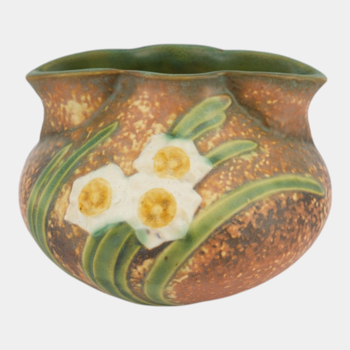 Roseville Jonquil Brown 1931 Vintage Arts & Crafts Pottery Crocus Pot Vase 93-4