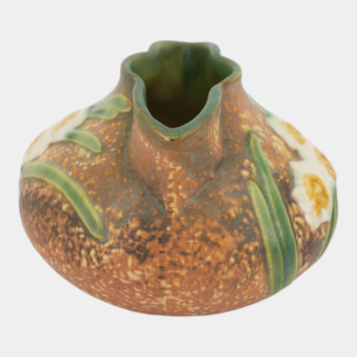 Roseville Jonquil Brown 1931 Vintage Arts & Crafts Pottery Crocus Pot Vase 93-4