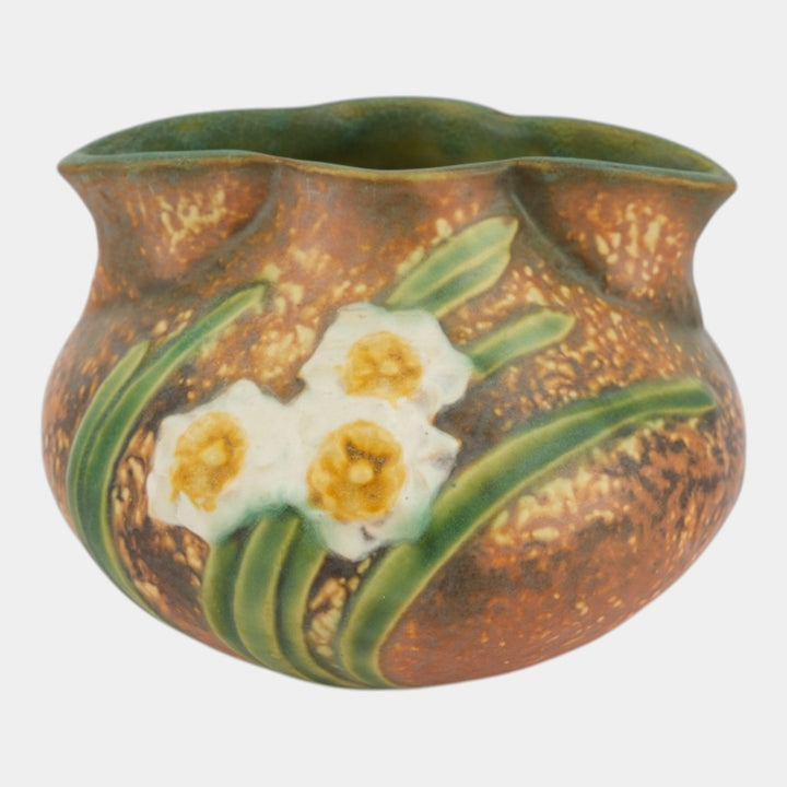 Roseville Jonquil Brown 1931 Vintage Arts & Crafts Pottery Crocus Pot Vase 93-4