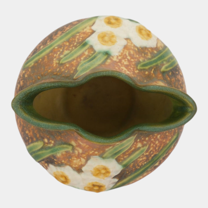 Roseville Jonquil Brown 1931 Vintage Arts & Crafts Pottery Crocus Pot Vase 93-4