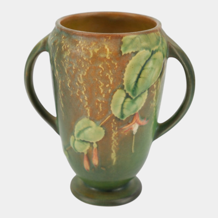 Roseville Fuchsia Green 1938 Vintage Art Pottery Ceramic Flower Vase 893-6