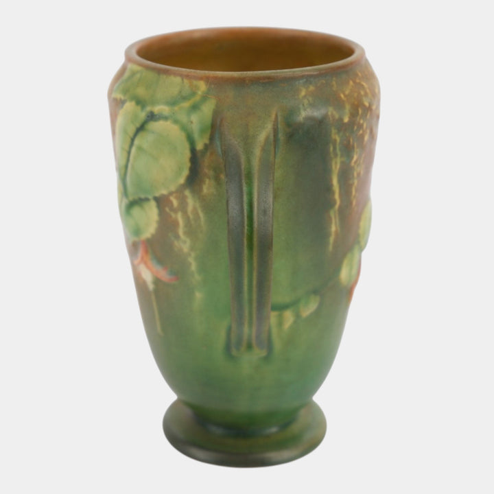 Roseville Fuchsia Green 1938 Vintage Art Pottery Ceramic Flower Vase 893-6