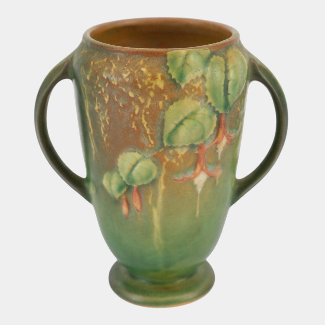 Roseville Fuchsia Green 1938 Vintage Art Pottery Ceramic Flower Vase 893-6