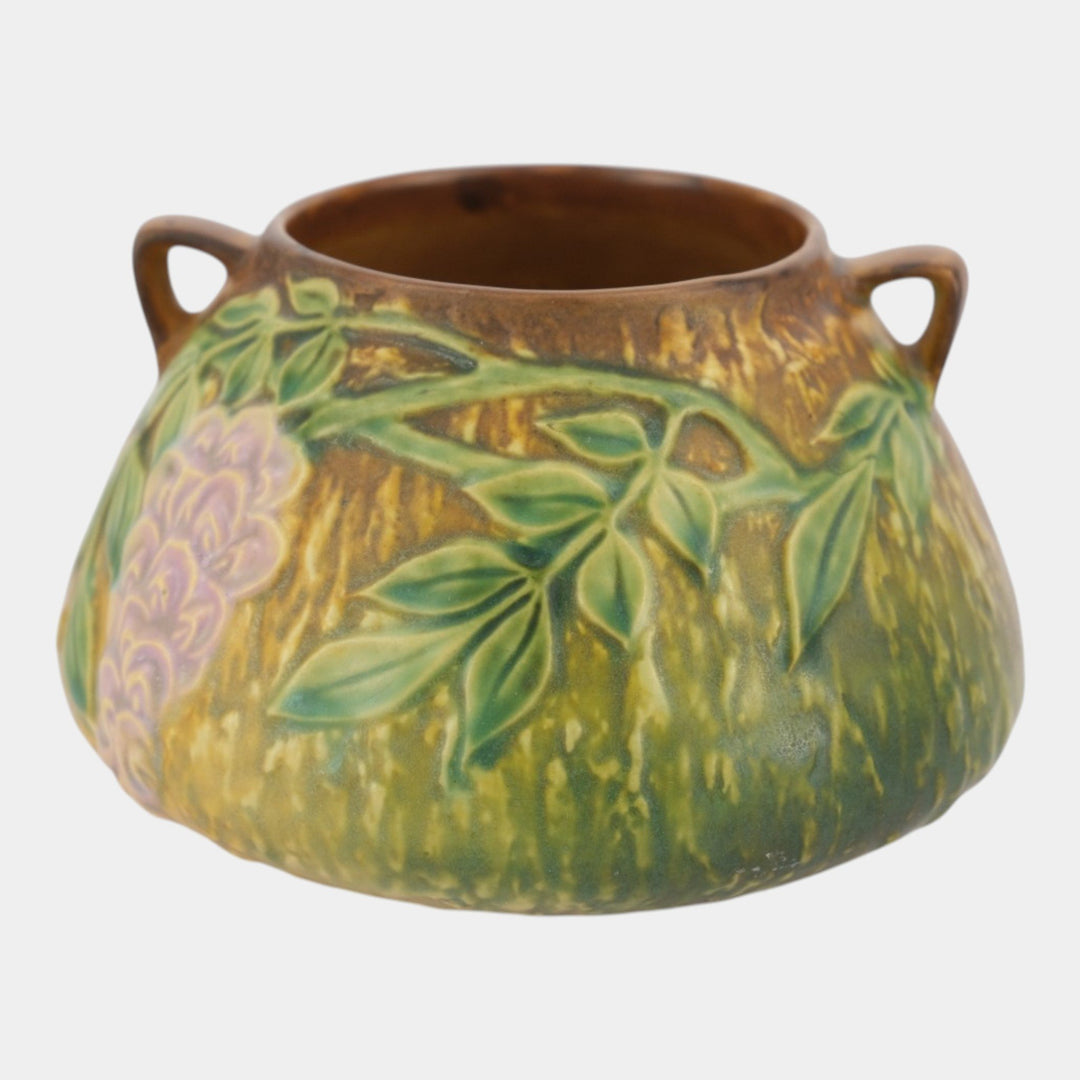 Roseville Wisteria Tan 1933 Vintage Arts And Crafts Pottery Bowl Vase 242-4