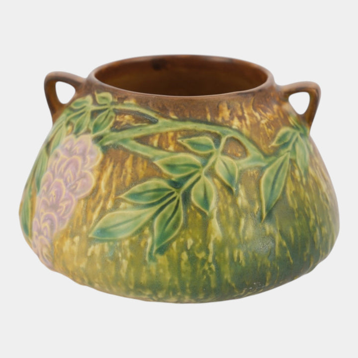 Roseville Wisteria Tan 1933 Vintage Arts And Crafts Pottery Bowl Vase 242-4
