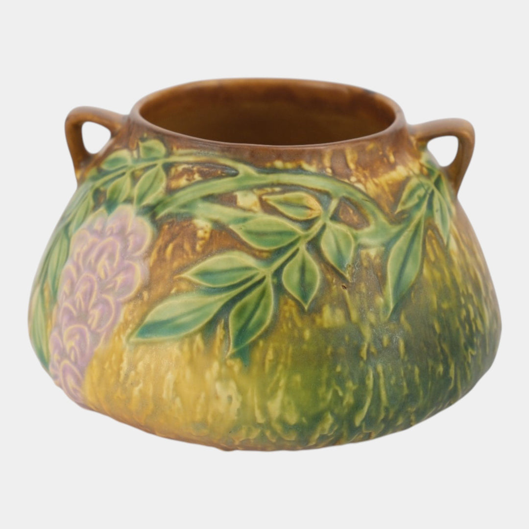 Roseville Wisteria Tan 1933 Vintage Arts And Crafts Pottery Bowl Vase 242-4