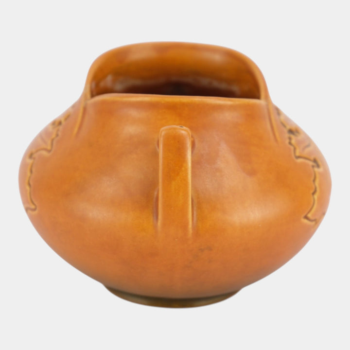 Roseville Silhouette Russet 1950 Mid Century Modern Pottery Bowl Vase 741-4