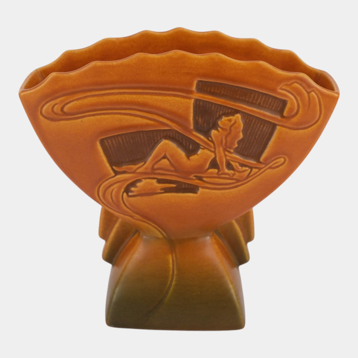 Roseville Silhouette Nude Russet 1950 Mid Century Modern Pottery Vase 783-7