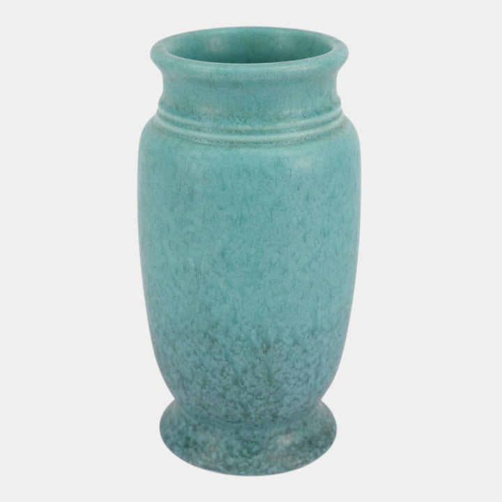 Roseville Tourmaline Turquoise 1933 Vintage Art Deco Pottery Ceramic Vase 308-7
