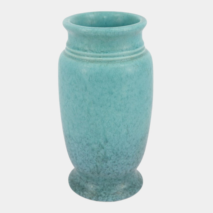 Roseville Tourmaline Turquoise 1933 Vintage Art Deco Pottery Ceramic Vase 308-7