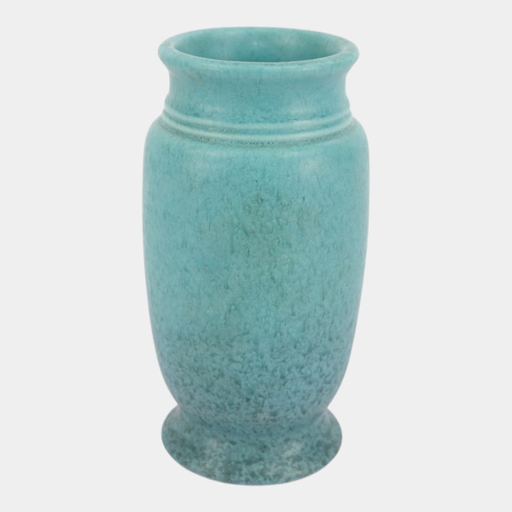 Roseville Tourmaline Turquoise 1933 Vintage Art Deco Pottery Ceramic Vase 308-7