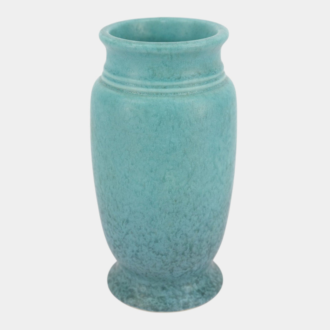 Roseville Tourmaline Turquoise 1933 Vintage Art Deco Pottery Ceramic Vase 308-7
