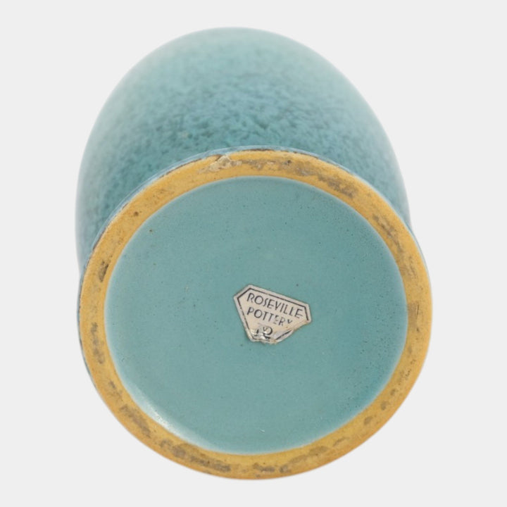 Roseville Tourmaline Turquoise 1933 Vintage Art Deco Pottery Ceramic Vase 308-7