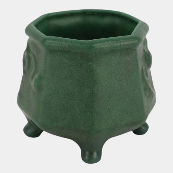 Weller Bedford 1915 Matte Green Arts and Crafts Pottery Octagonal Footed Vase