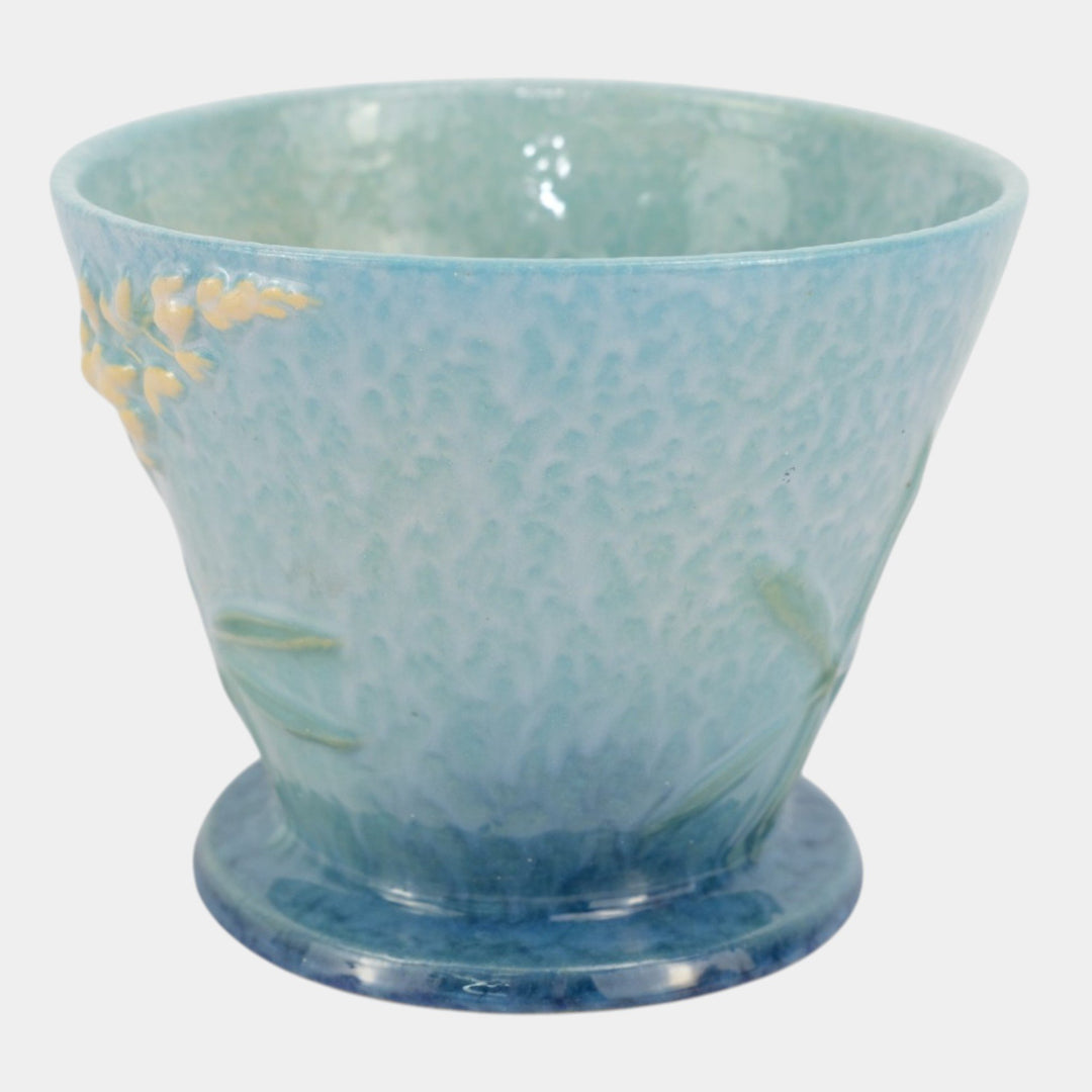 Roseville Wincraft Blue 1948 Vintage Art Pottery Ceramic Flower Pot/Saucer 256-5