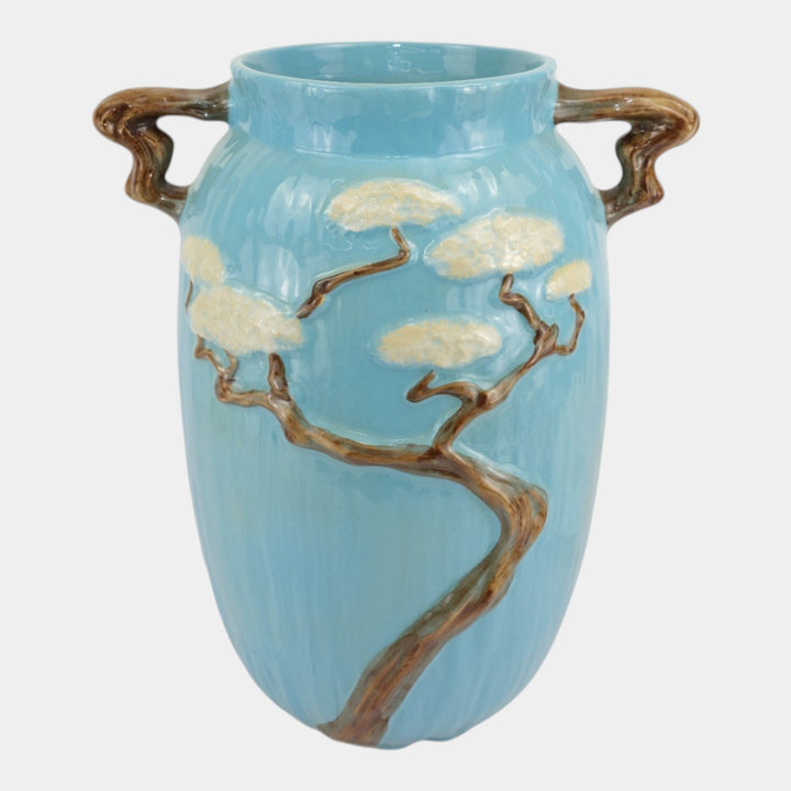 Roseville Pottery Ming Tree 1949 Blue Mid Century Modern Vase 586-15