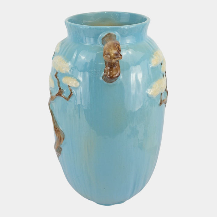 Roseville Pottery Ming Tree 1949 Blue Mid Century Modern Vase 586-15