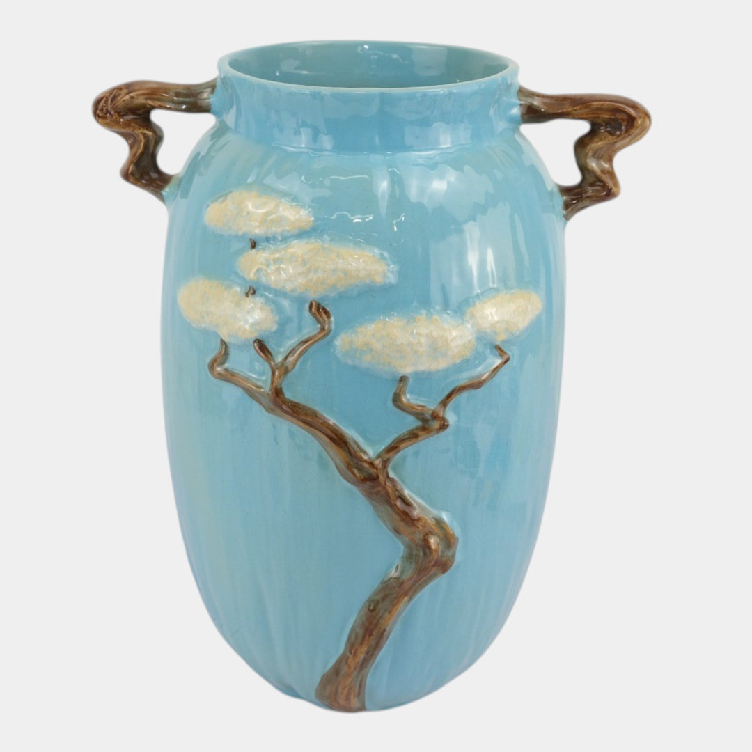 Roseville Pottery Ming Tree 1949 Blue Mid Century Modern Vase 586-15