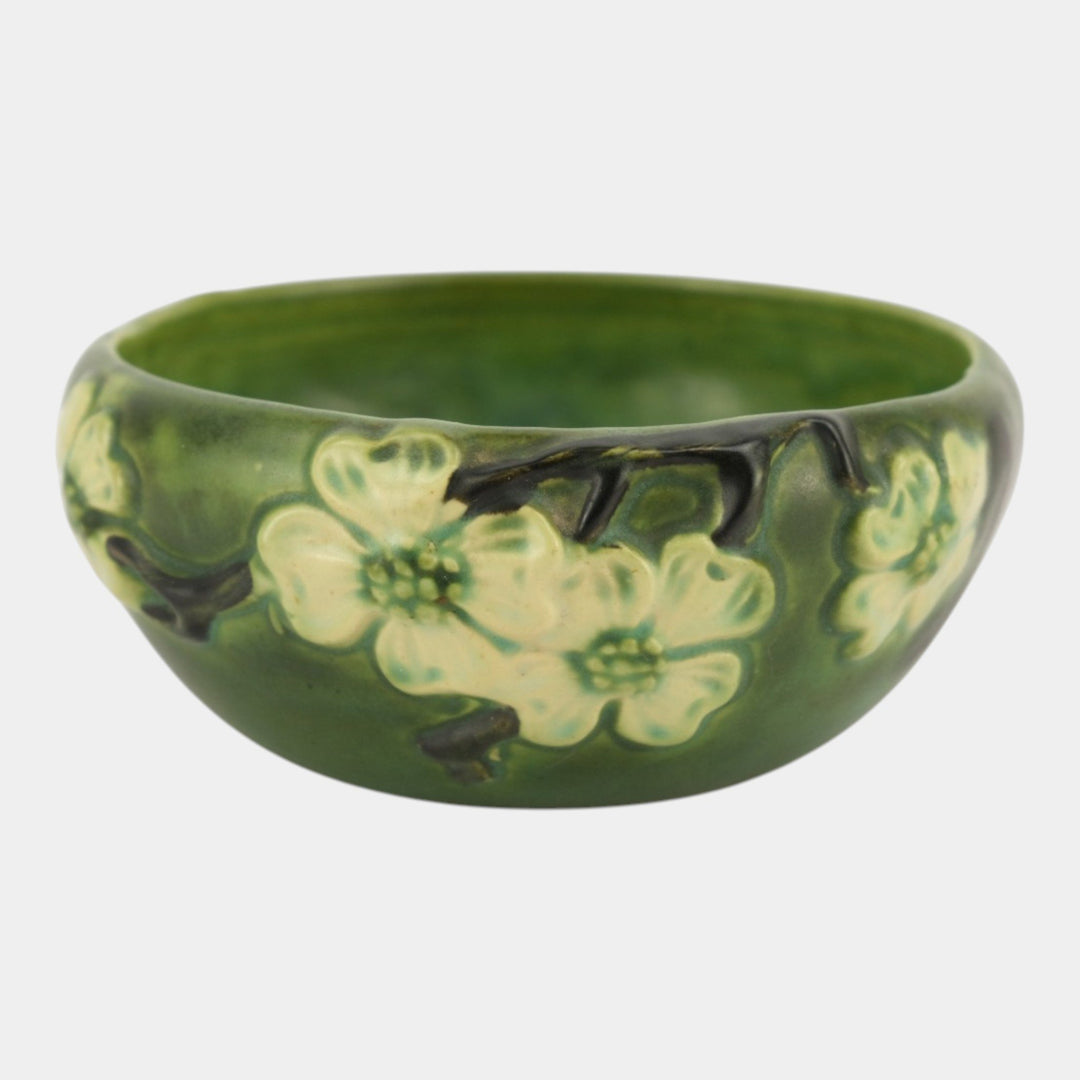 Roseville Dogwood Smooth Green 1920 Vintage Art Deco Pottery Ceramic Bowl