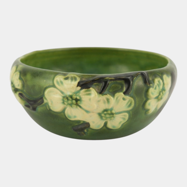 Roseville Dogwood Smooth Green 1920 Vintage Art Deco Pottery Ceramic Bowl