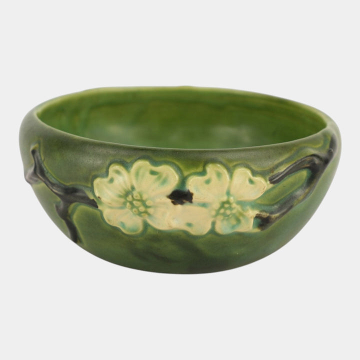 Roseville Dogwood Smooth Green 1920 Vintage Art Deco Pottery Ceramic Bowl
