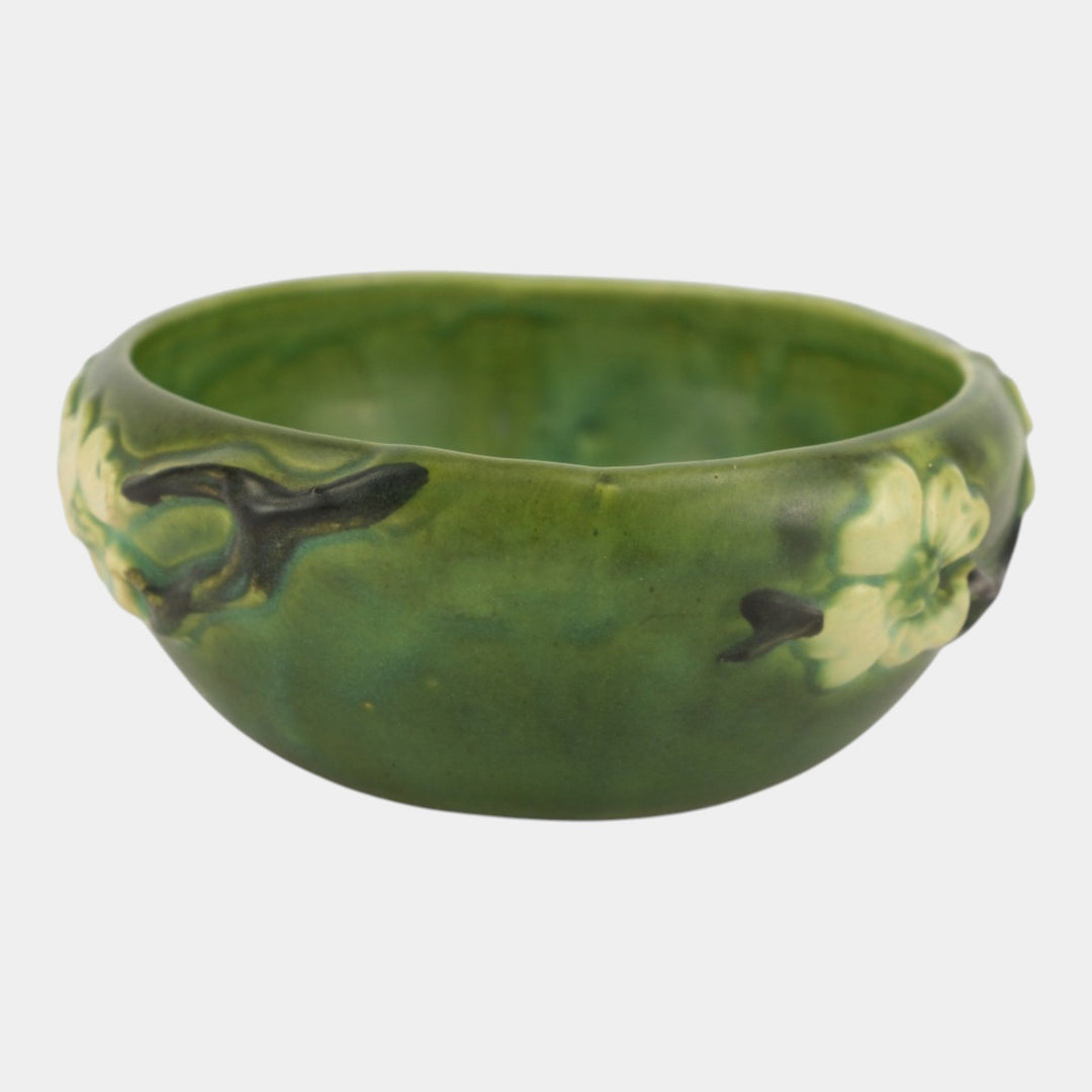 Roseville Dogwood Smooth Green 1920 Vintage Art Deco Pottery Ceramic Bowl
