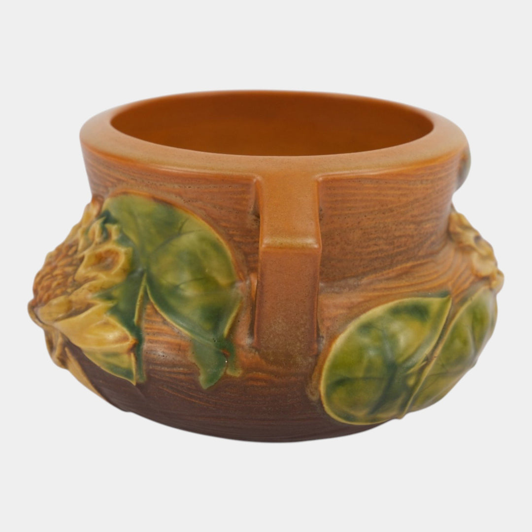 Roseville Water Lily Brown 1943 Vintage Art Pottery Jardiniere Planter 663-5