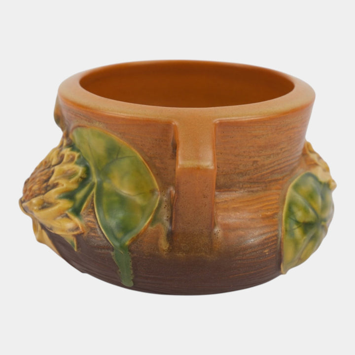 Roseville Water Lily Brown 1943 Vintage Art Pottery Jardiniere Planter 663-5