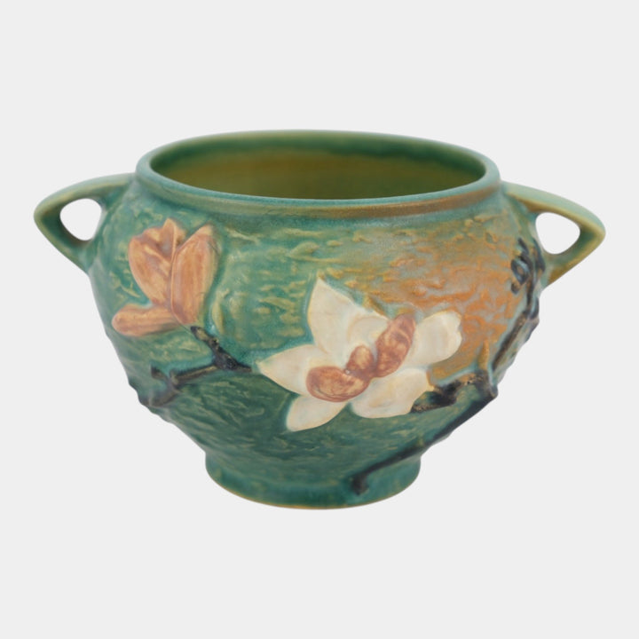 Roseville Magnolia Green 1943 Vintage Art Pottery Jardiniere Planter 665-4