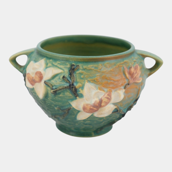 Roseville Magnolia Green 1943 Vintage Art Pottery Jardiniere Planter 665-4