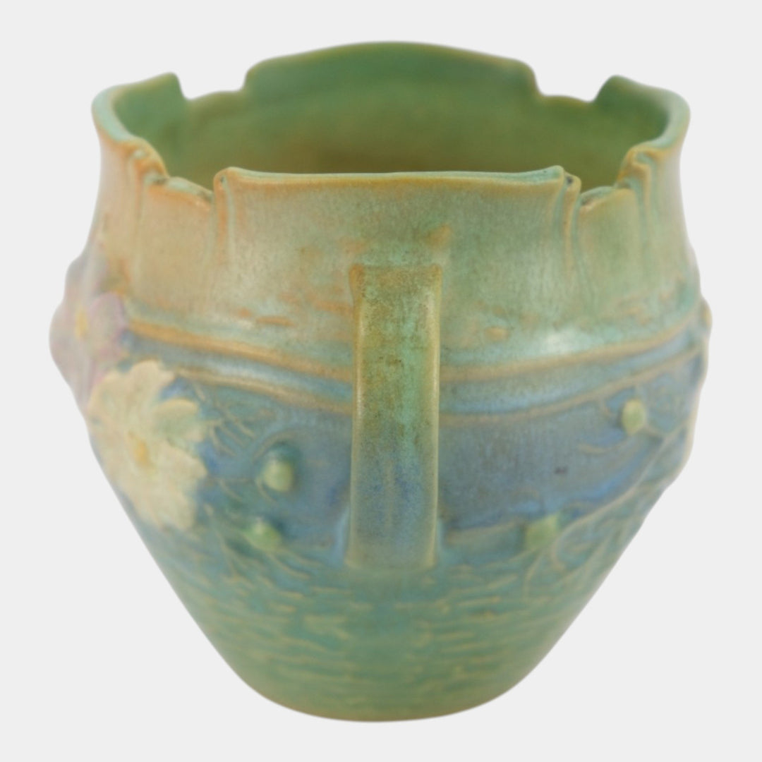 Roseville Cosmos Green 1939 Vintage Art Pottery Ceramic Jardiniere Planter 649-3