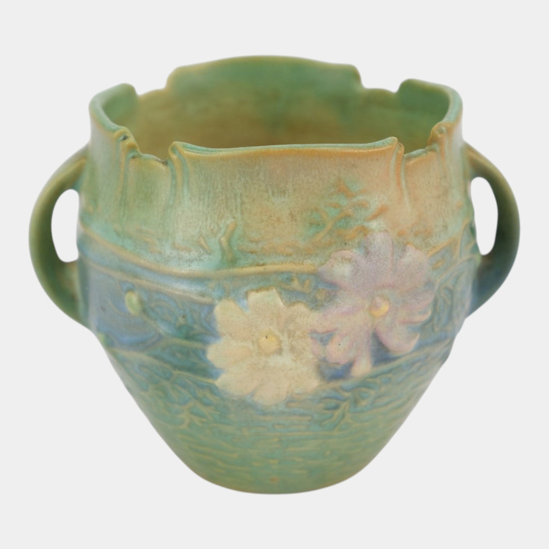 Roseville Cosmos Green 1939 Vintage Art Pottery Ceramic Jardiniere Planter 649-3