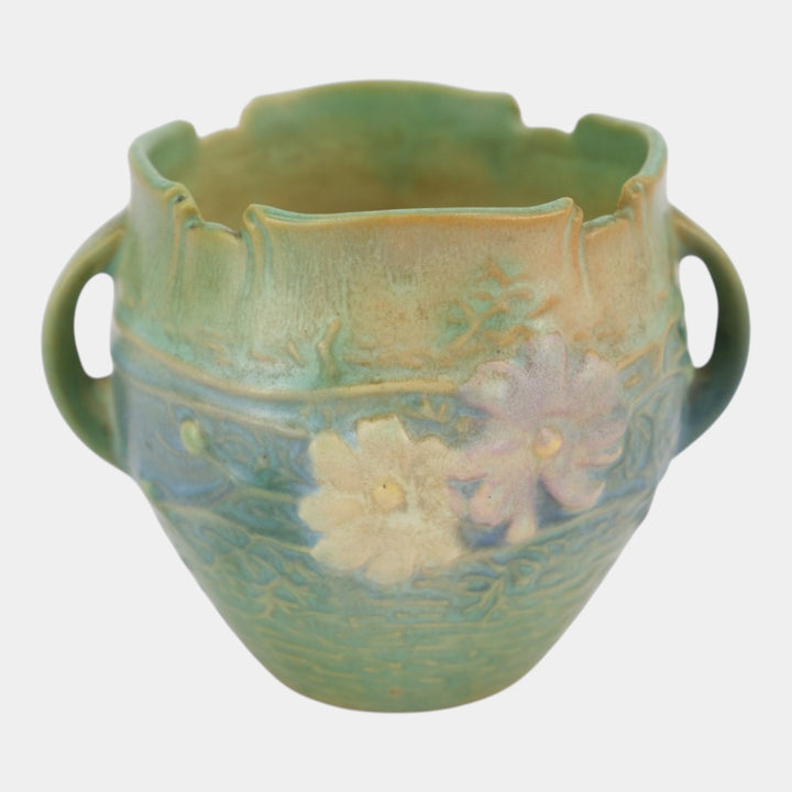 Roseville Cosmos Green 1939 Vintage Art Pottery Ceramic Jardiniere Planter 649-3