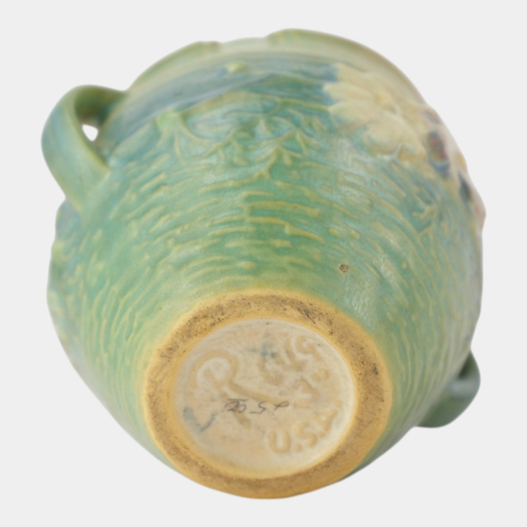 Roseville Cosmos Green 1939 Vintage Art Pottery Ceramic Jardiniere Planter 649-3